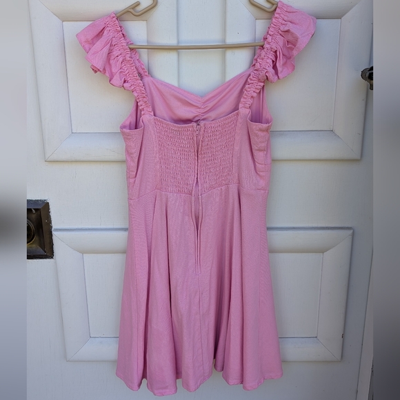 Miami Francescas Pink Ruffle Cap Sleeve Dress Size M - Picture 2 of 7